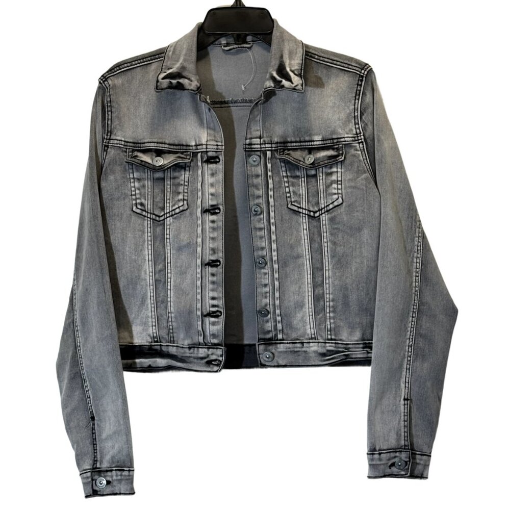 Women Gray Denim Jacket Size L